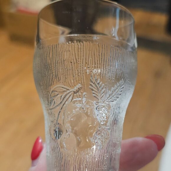 Vintage Pressed Glass Champagne Glasses With Fruit Motif Set Of 2 1970s-1980s - Picture 3 of 8